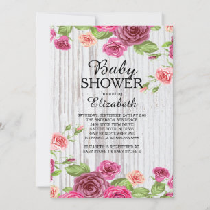 Pays Rose Roses Baby shower bois Invitation