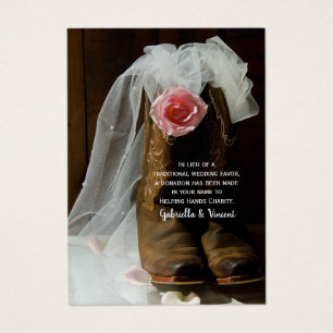 Pays Rose Western Mariage Charity Carte Faveur 