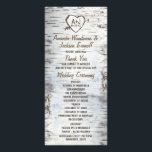 Pays Rustic Birch Tree Bark Programmes de mariage<br><div class="desc">Country Rustic Birch Tree Bark Wedding Programs - présente un arrière - plan d'écorce de bouleau avec un coeur que vous pouvez "graver" les initiales sur l'avant et l'arrière.</div>
