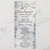 Pays Rustic Birch Tree Bark Programmes de mariage