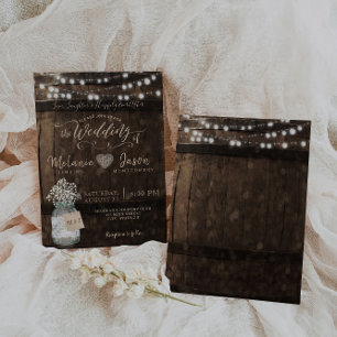 Pays Rustic Bois Barrel Invitations de mariage