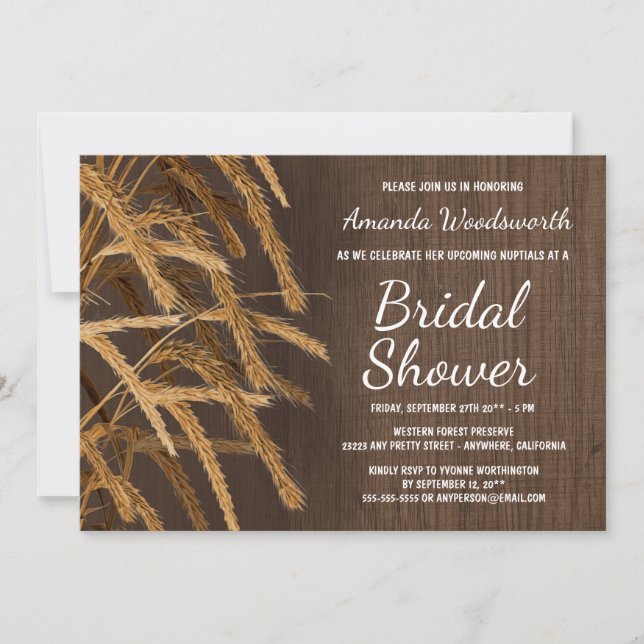 Pays Rustic Hay Blé Bridal Douche Invitations (Devant)