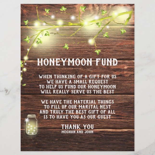 Pays Rustic Mason String Lights Honeymoon Fund (Devant)