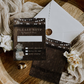 Pays Rustique Baril de bois de mariage Carte RSVP