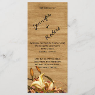 Pays rustique Lily Programme de mariage aquarelle