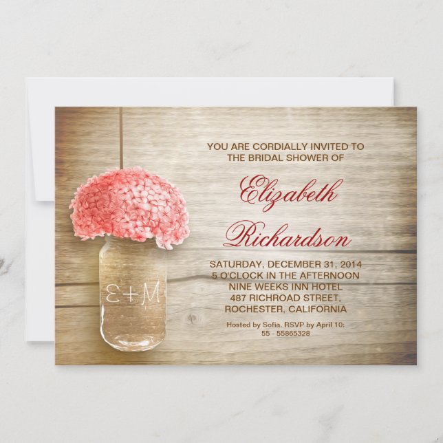 pays rustique mason jar nuptiale invitation (Devant)