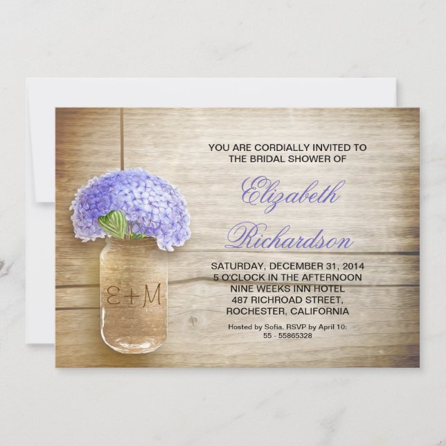 pays rustique mason jar nuptiale invitation (Devant)