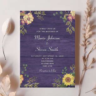 Pays Rustique violet Faire-part de mariage Floral