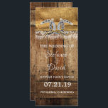 Pays Rustique Western Mariage Faire-part<br><div class="desc">J'espère que vous apprécierez ce grand Faire-part Mariage rustique de l'Ouest avec ce Burlap rustique et dentelle avec le bois de grange et le fer à cheval sur elle. Vous pouvez CHANGER TOUTES LES INFORMATIONS PERSONNELLES sur le programme de mariage pour répondre à vos besoins. Profitez-en ! https://www.zazzle.com/store/artzdizigns</div>