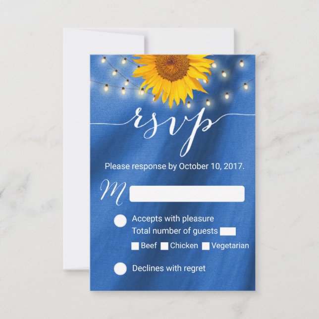 Pays Tournesol & String Lumières Mariage RSVP (Devant)