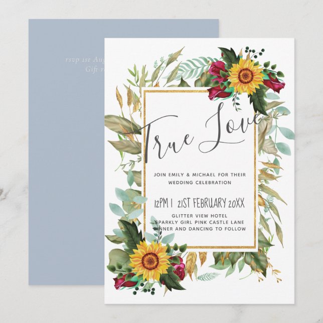 Pays Tournesols Rustiques Bourgogne Mariage Rose (Devant / Derrière)