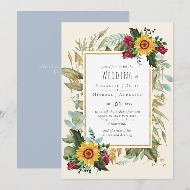 Pays Tournesols Rustiques Bourgogne Mariage Rose (Devant / Derrière)