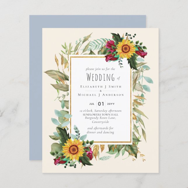 Pays Tournesols Rustiques Bourgogne Mariage Rose (Devant / Derrière)