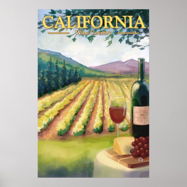 Pays vinicole de Californie - Poster Vintage voyag (Devant)