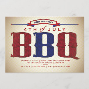 Pays vintage invitation rustique de BBQ du 4