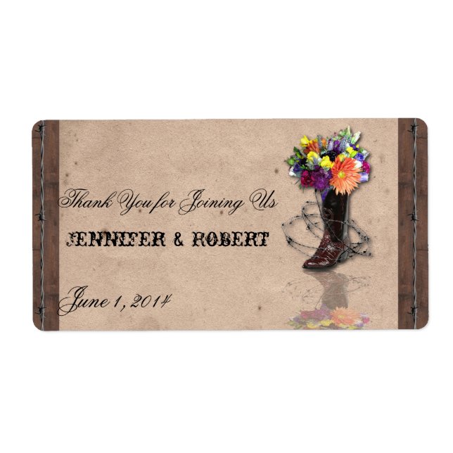 Pays Western Barbed Wire Étiquette bouteille d'eau (Devant)