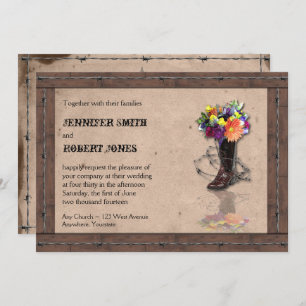 Pays Western Barbed Wire Faire-part de mariage v2