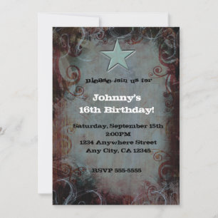 Pays Western Blue Star Girls Boys Invitation