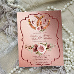 Pays western boho rustique mariage budget invitati<br><div class="desc">Pays Boho Ouest rustique élégant mariage invitation budget avec chaussures de cheval,  roses bordeaux brun boho. Sympa pour les cow-boys de style champêtre,  chevaux mariages à thème du sud de l'ouest.</div>
