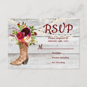 Pays Western Boot Boho Rustique Marsala RSVP