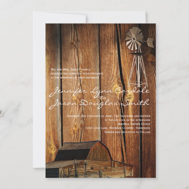 Pays Windmill Grange Wood Wedding Invitations (Devant)