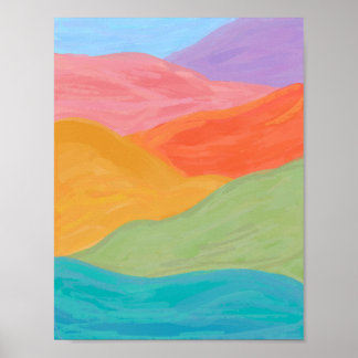 Paysage Abstrait Coloré Art Mural Rose Orange