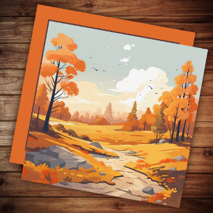 Paysage aquarelle d'automne