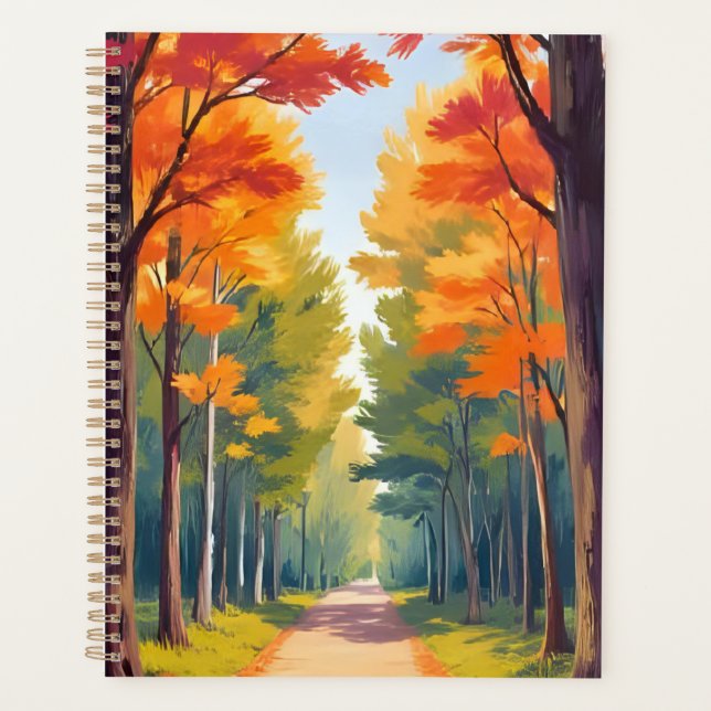 Paysage aquarelle de feuillage d'automne de chemin (Devant)