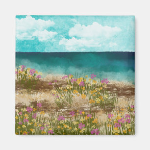 Paysage aquarelle Magnet bord de mer