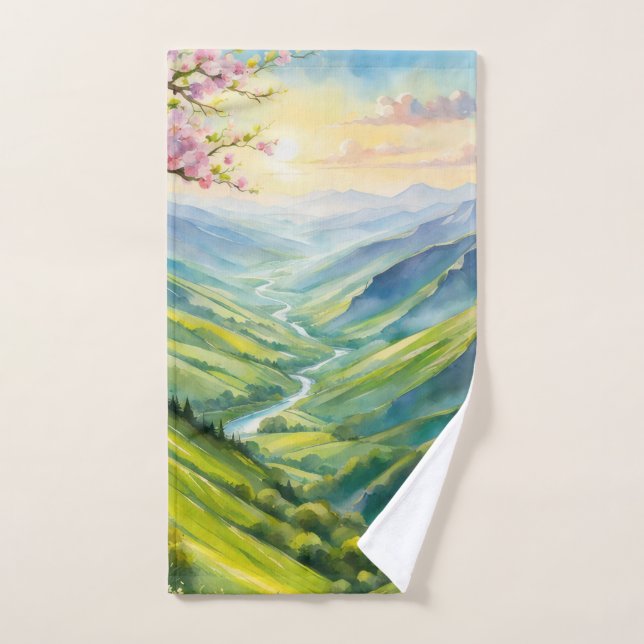 Paysage aquarelle - ressort (Serviette à main)