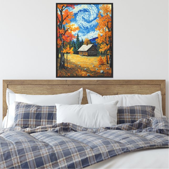 Paysage Automnal de Cabane Rustique Art Impression (Insitu(Chambre))