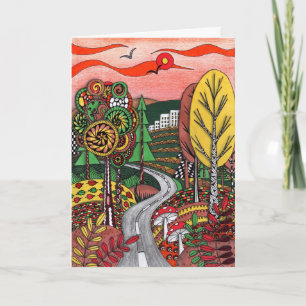 Paysage Automnal Fantaisiste Carte de Vœux Folklor