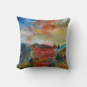 Paysage Automne Aquarelle Coussin Art