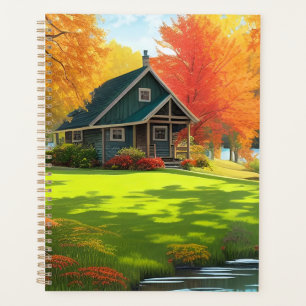 Paysage avec lac et chalet-46556