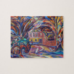 Paysage avec le cadeau difficile de puzzle de goû