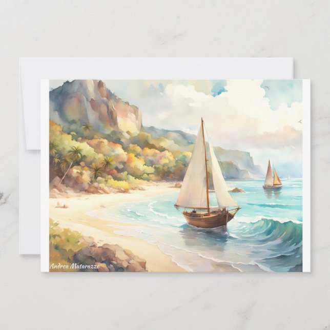 Paysage avec mer et voiliers (Devant)