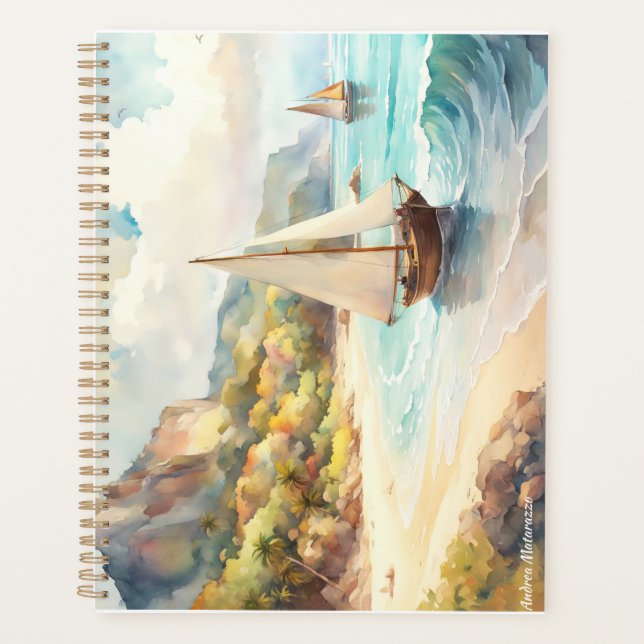 Paysage avec mer et voiliers (Devant)