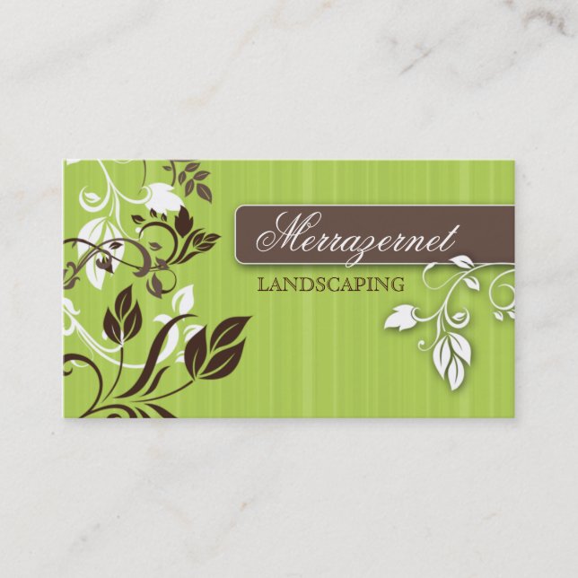 Paysage Carte de visite Brown Lime Feuilles Bande (Devant)