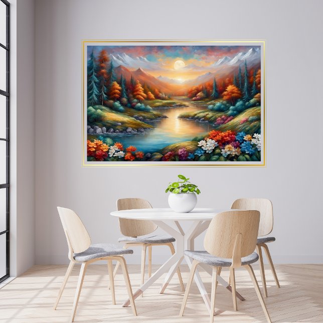 Paysage Coucher de soleil Poster d'art moderne (Landscape Sunset Modern Art Poster)