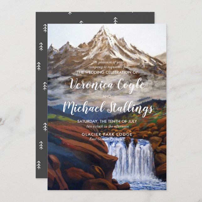 Paysage d'aquarelle Faire-part de mariage du Monta (Devant / Derrière)