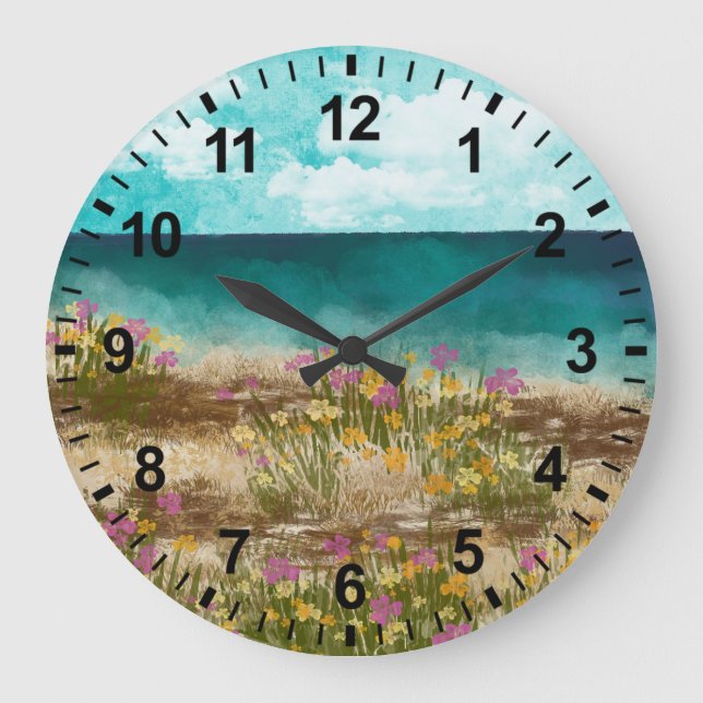 Paysage d'aquarelle Horloge Fleur sauvage du bord  (Recto)