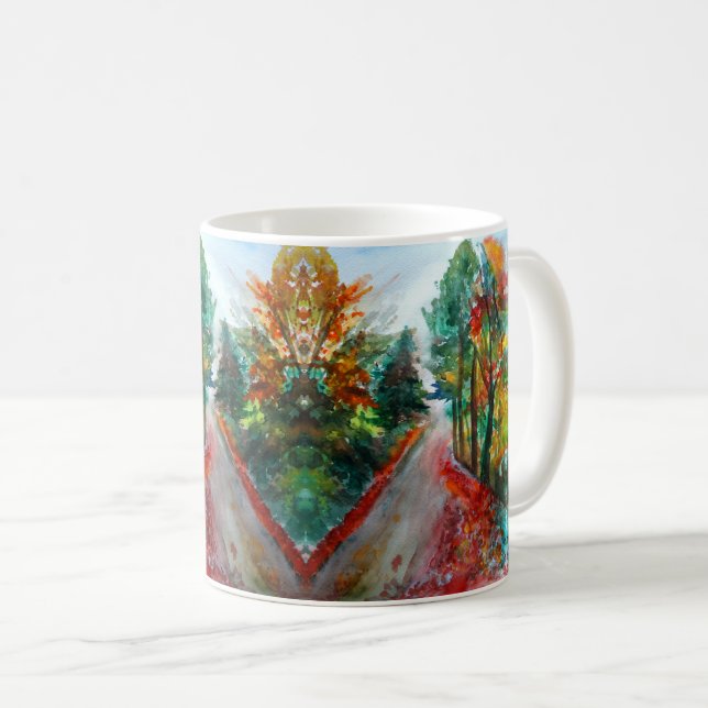 Paysage d'automne Aquarelle classique Mug blanc (Devant droit)