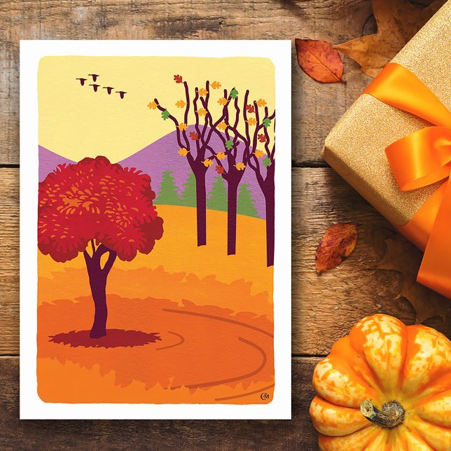 Paysage d'automne Arbres, Feuilles Carte vierge (Créateur téléchargé)