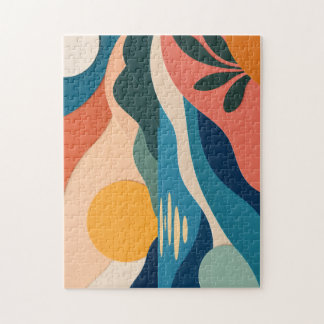 Paysage de coucher de soleil abstrait Puzzle moder