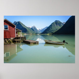 Paysage de fjord en Norvège affiche