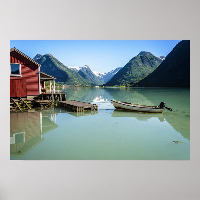 Paysage de fjord en Norvège affiche (Devant)