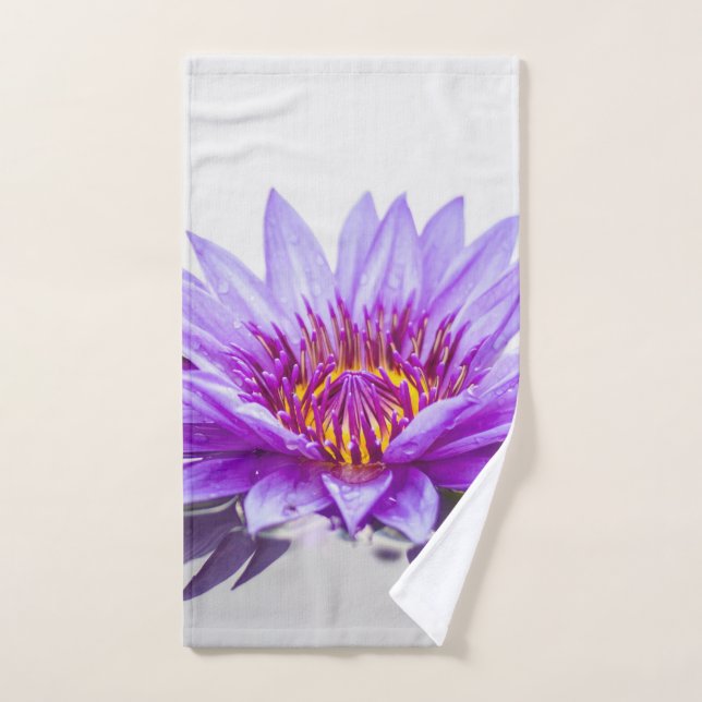 Paysage de fleur de lotus violet élégant, Zen (Serviette à main)