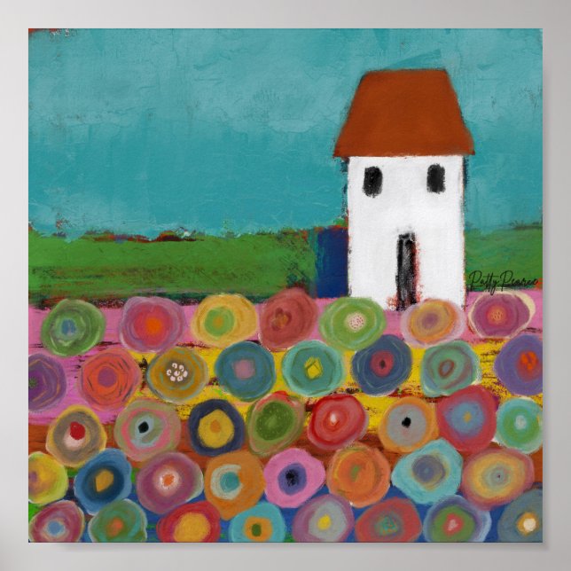 Paysage de fleurs vives Impression (Devant)