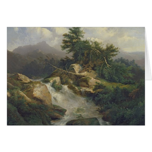 Paysage de forêt avec la cascade (Devant horizontal)