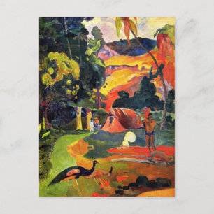 Paysage de Gauguin avec carte postale Peacocks